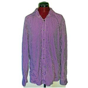 Egara Shirt Purple Men Long Sleeve Cotton Button Up Size XL